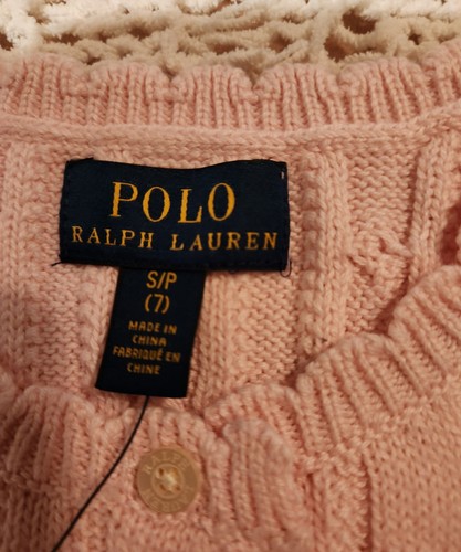 POLO RALPH LAUREN GIRLS SIZE 7 PINK CABLE KNIT SWEATER DRESS NWT!! 👀 - Picture 4 of 10
