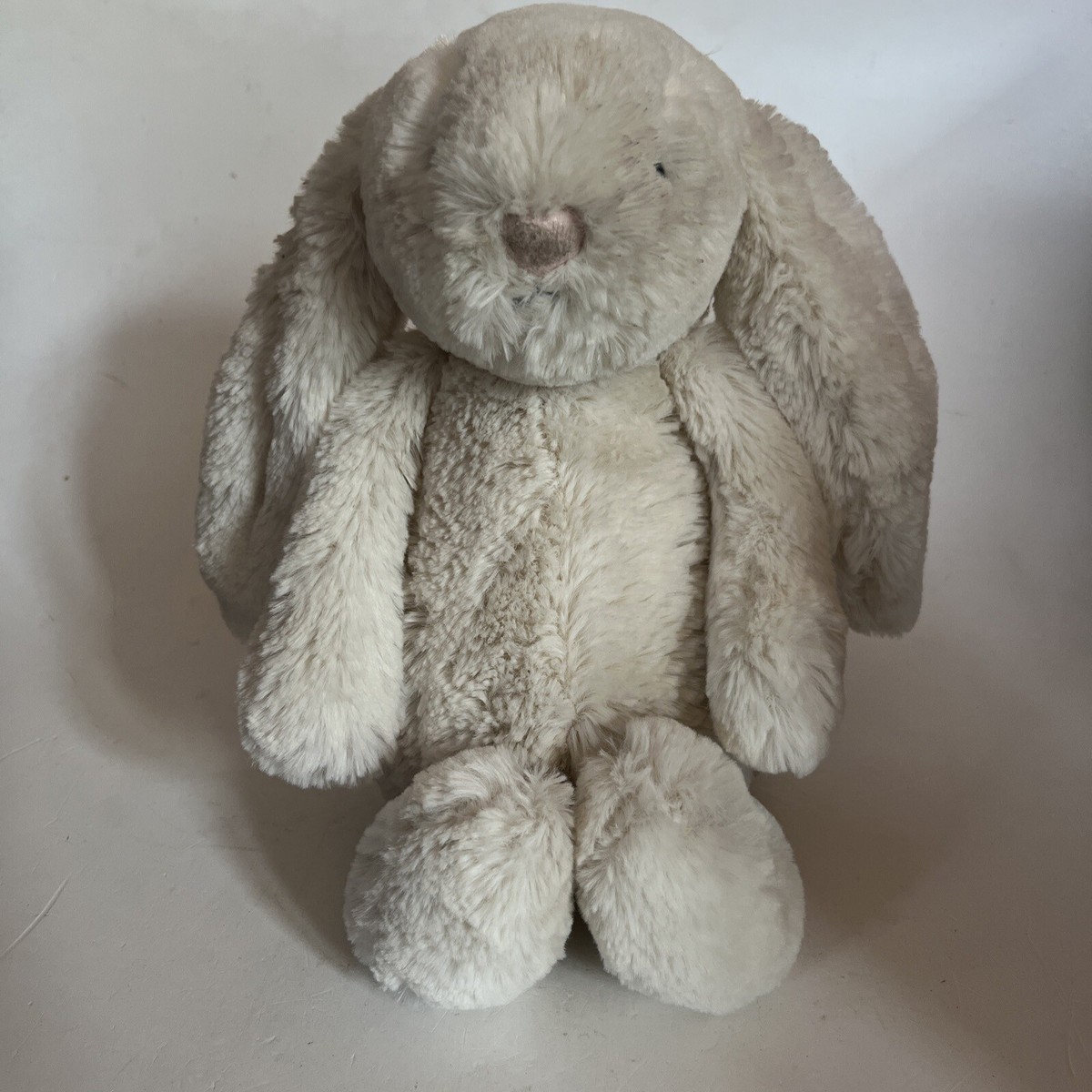 Jellycat White Cream Bashful Bunny Plush Stuffed Animal Pink Nose