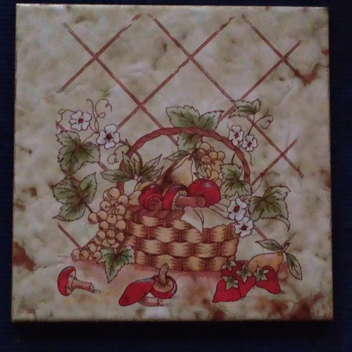 Basket picture green Bellegrove  tiles, 15cm x 15cm, 6 tiles in box. - Picture 2 of 4