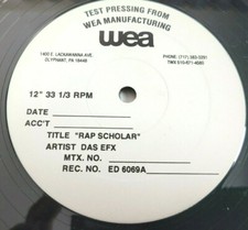 DAS EFX - RAP SCHOLAR - HIP HOP SINGLE *TEST PRESSING*