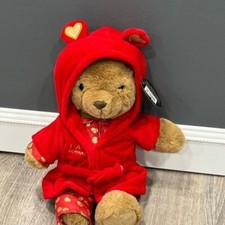 FAO Schwarz Red Bear Plush Valentine Heart Robe OC17