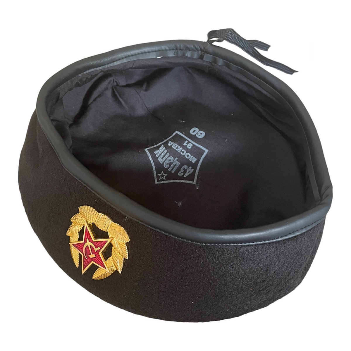 USSR Soviet Russian Army Style Black Uniform Beret Hat Cap OMON MVD Badge