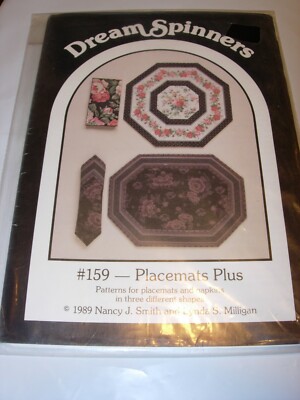 DREAM SPINNERS PLACEMATS PLUS #159 ROUND OVAL RECTANGLE FABRIC SEWING Pattern 