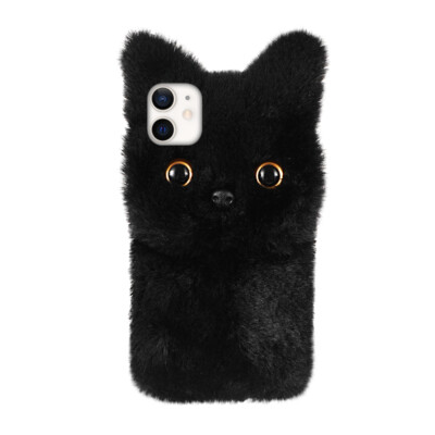 Cute Phone Case 11 Girls Shockproof Cover Black Furry Cat - Main Image