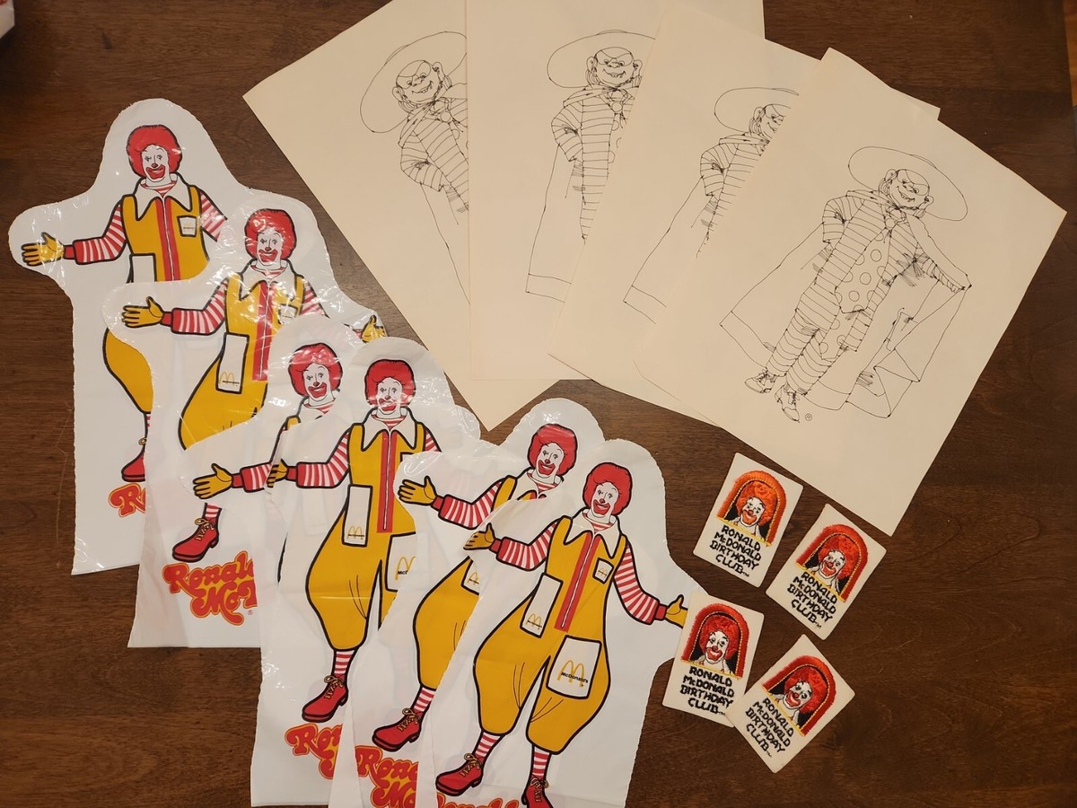 Ronald McDonald Birthday Club Sign 電飾看板 Vtg Ronald McDonald Birthday Club patch hand puppet color