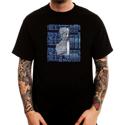 Roman Statue Vaporwave Hacking Coding Internet Black Printed Cotton Men T-shirt