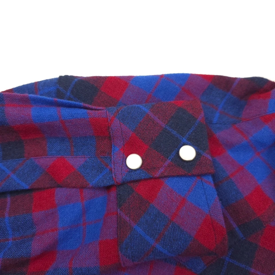 $530 Kenzo Rue Viven 1970 蓝色格子西部法兰绒衬衫男式小号 (FR 38) — 第 3/4 张图片