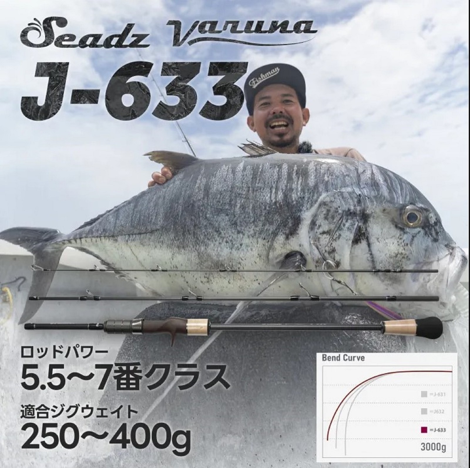 Fishman Rod Baitcast Seadz Varuna FSVJ-633 3 Piece Travel (0504)