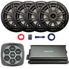 Metra IBBTR19 Marine 3-Zone Controller, 4x 6.5" Black Speakers, Amp w/Kit, Wire