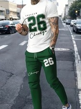 Spit digitally printed trousers short-sleeved set