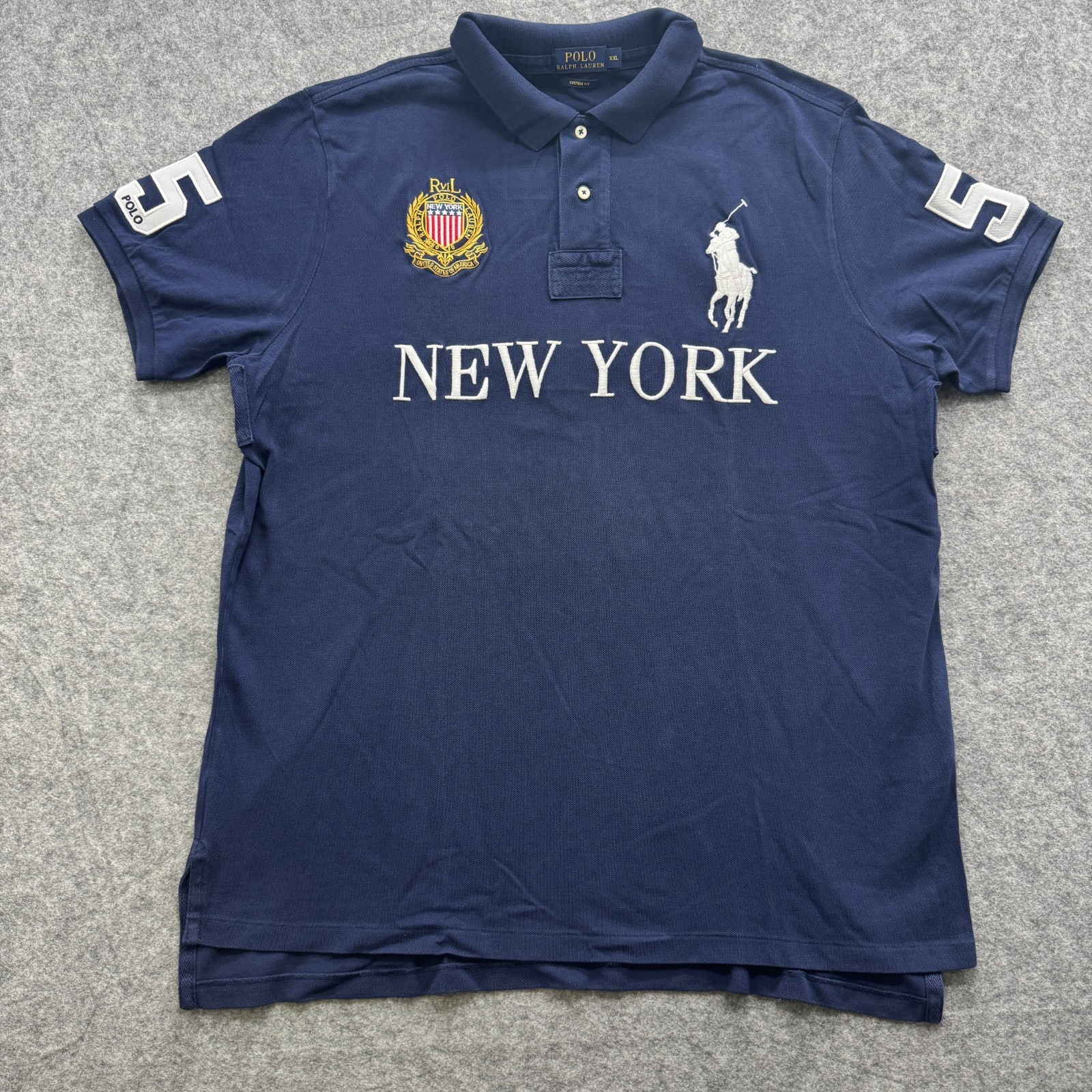 Polo Ralph Lauren Big Pony Chief Poloshirt New York Navy 5 fünf blau– Größe XXL