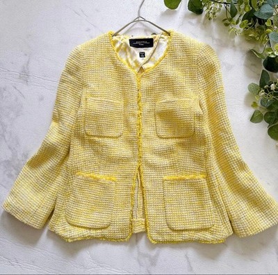 MaxMara WEEKEND Collarless Tweed Jacket, Yellow, Size XS