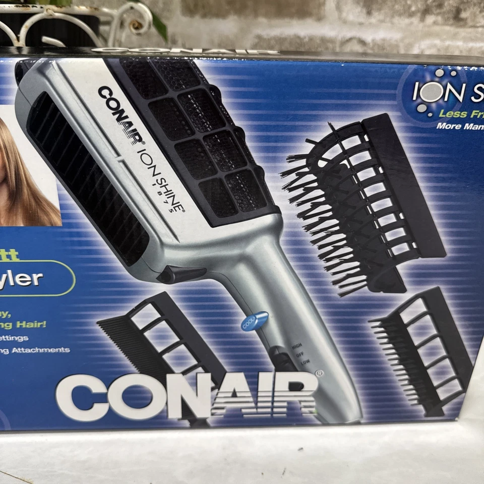 CONAIR 3-in-1 Ionic Styler Hair Dryer 1875 Watt 3 Attachments 2 Heat/Speed New  - Image 3 of 4