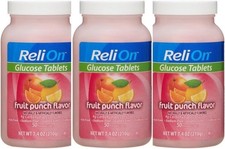 Relion Glucose Tablets - Fruit Punch Flavor - 50 Counts 3 Pack 