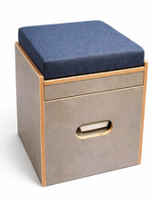 Toiletten Hocker grau inkl. Polster blau und Toilette Porta Potti 365