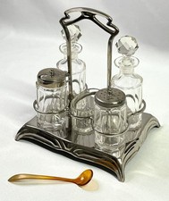 Jugendstil antik Menage Gewürzständer für Essig Öl Pfeffer Salz Saliere D.R.G.M.