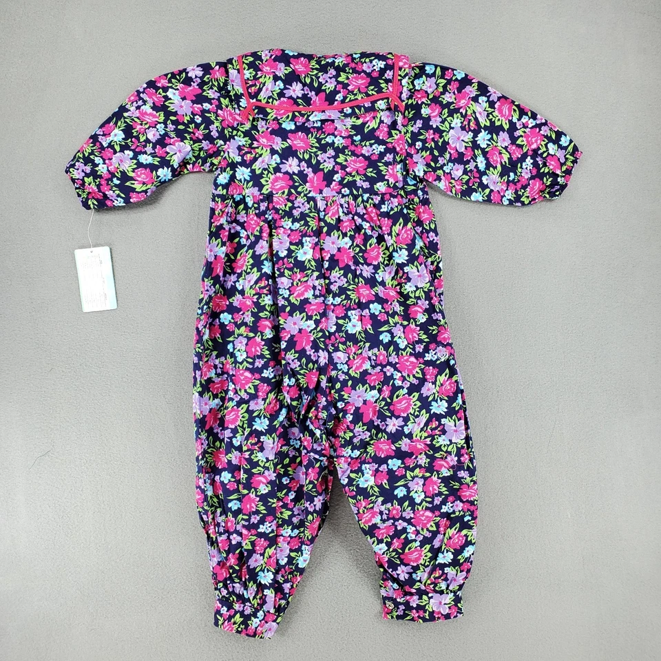 Lote 2x Calças de Algodão Infantil Vintage Menina Floral Romper Flores Tamanho 24 Meses - Imagem 4 de 4