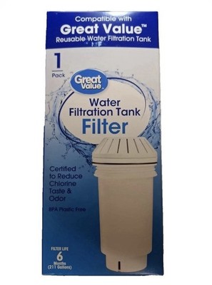 Great Value Water Tank Filter 6 Month Life Reduce Chlorine Taste & Odor BPA Free