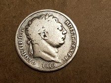 Original 1818 George III .925 Silver Sixpence Coin - VG/F Detail