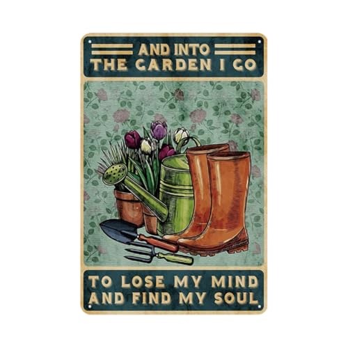Funny Garden Decor for Outside Tin Sign - Vintage Gardening Gifts for Women
