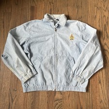 Vintage 80s Denim Polo Ralph Lauren Crest Unlined Harrington Jacket Sz L