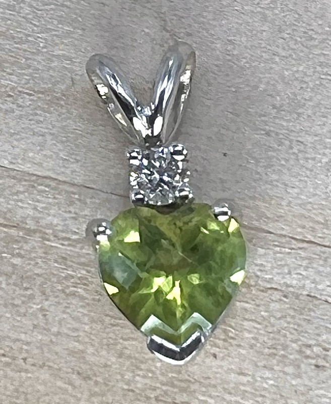 14k Peridot & Moissanite Heart Pendant