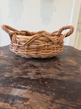 Small Light Colored Wicker Basket With Handle...