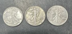 Lot of 3 Old U.S Liberty Walking Silver Half Dollar Coins 1941 1943 1944-D L#N12