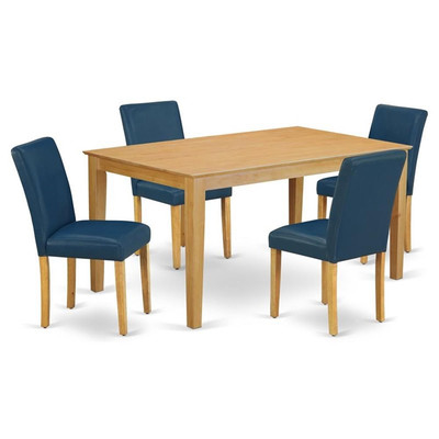 East West Furniture Capri 5-piece Wood Dining Set in Oak/Oasis