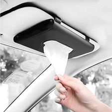 Car Tissue Holder Black Microfiber PU Leather 9 x 5 x 1.6 in Visor Clip