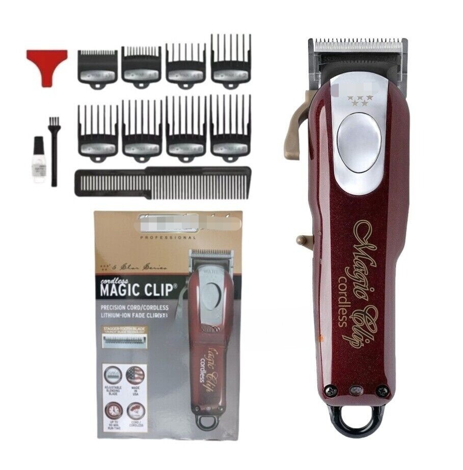 Wahl Professional 5-Star Series Cordless Magic Clip Hair Clipper 8148 Red New