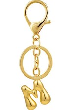 Bubble Letter Keychain for Women 18K Gold Plated - M