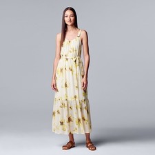 Simply Vara Wang Dress Floral Maxie Smocked Croquet Chiffon Flowy Tiered