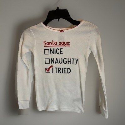 Carter s Long Sleeve White Thermal Print Santa Says Size 5 NEW