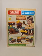 Vintage 1977 Playskool Lincoln Logs Double L Ranch 368pc Wood Set  Extra Pieces