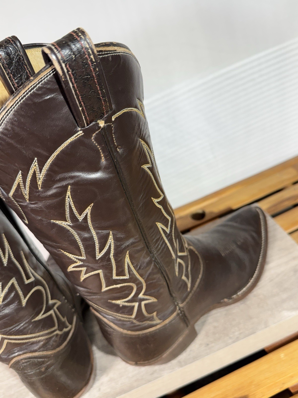 Tony Lama Men’s Vintage Exotic Cowboy Boots Size 8.5 D Gold Label Caribou J-toe