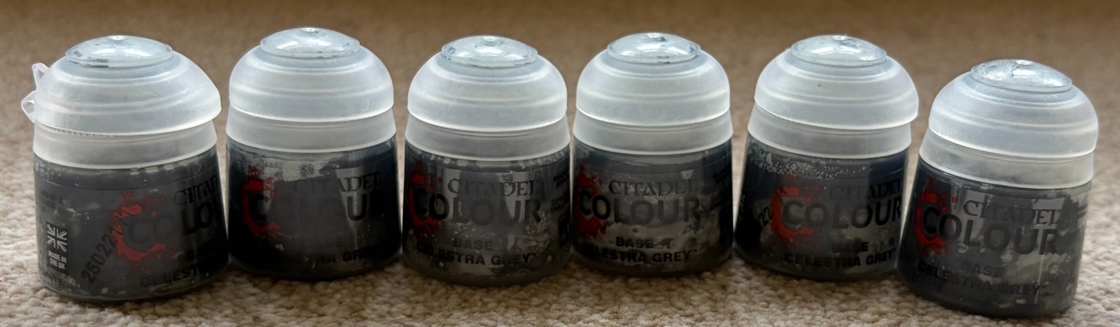 Games Workshop Citadel Colour Base Celestra Grey Paint  (12ml) Bundle of 6