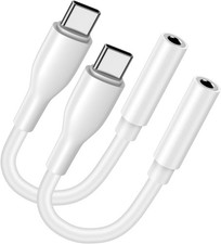 USB C to 3.5mm Headphone Adapter for Samsung Galaxy S25 Ultra S24 S23 White