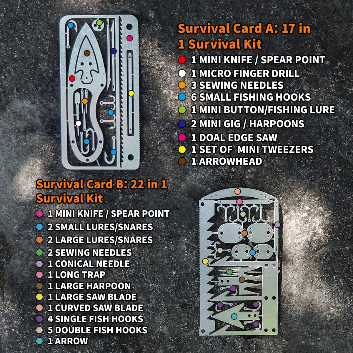 12 Pcs Survival Multitool Card Emergency Camping Tool EDC Kit in Your Wallet Out