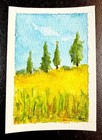Original ACEO Watercolor - Peaceful Valley landscape painting 2.5" x 3.5" Signed — photo 1