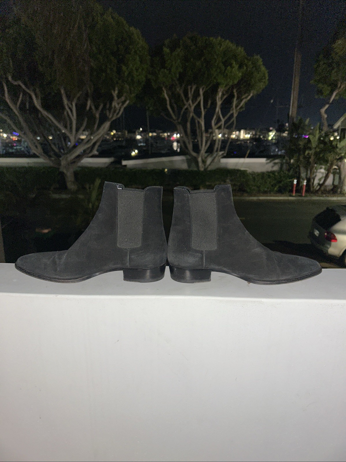 Stivali Saint Laurent Chelsea in camoscio nero uomo taglia 44