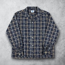 Vintage 50s Pilgrim Cotton Rockabilly Novelty Plaid Loop Collar Shirt Size Large