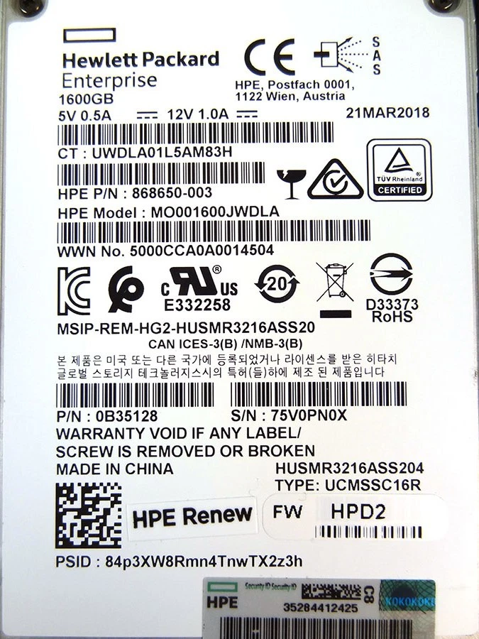 HP 873365-B21 1.6TB SAS 12G MU SFF SSD - 873570-001 - Image 4 of 4
