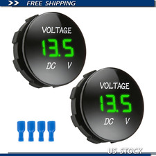 2-pack Dc 12v 24v Mini Waterproof Round Led Digital Voltmeter 2-pack Dc 12v 24v Mini Waterproof Round Led Digital Voltmeter