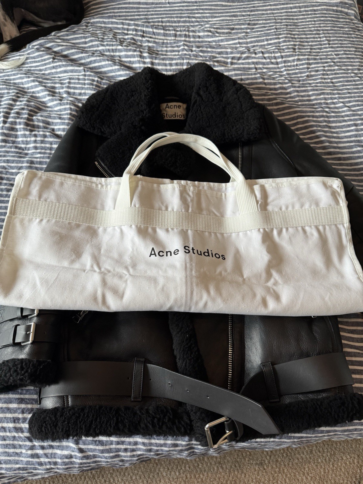 Acne Studios Velocite Shearling Leather Jacket Black image 4