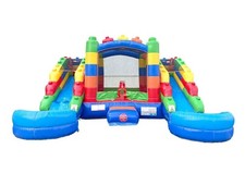 Commercial Inflatable Bounce House Block Double Water Slide Combo with Blower