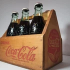 Coca Cola Wooden 6-Pack Bottle Carrier w/ Glass Bottles Vintage Style Rustic
