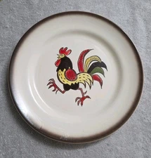 Vintage Metlox Poppytrail Red Rooster 10” Dinner Plates Made In California