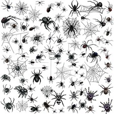80 PCS Halloween Spider Web Temporary Tattoos one size, Black