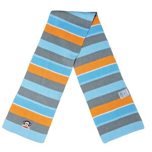Paul Frank Kids Youth 4-16 Striped Scarf Orange Blue Gray Monkey Logo